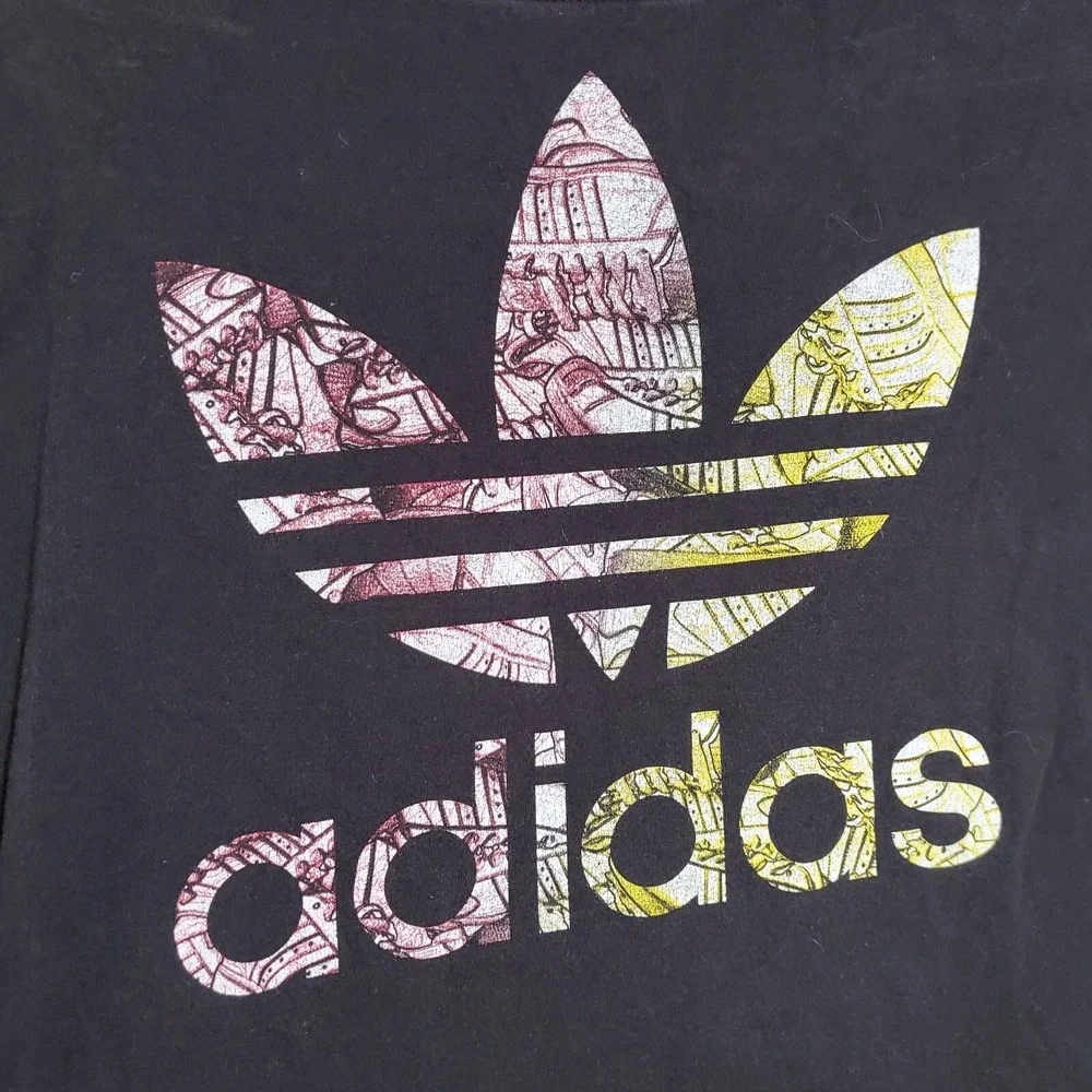 Miami Heat Men Shirt Large Black Logo Adidas Graphic Short‎ Sleeve Crew Neck Tee